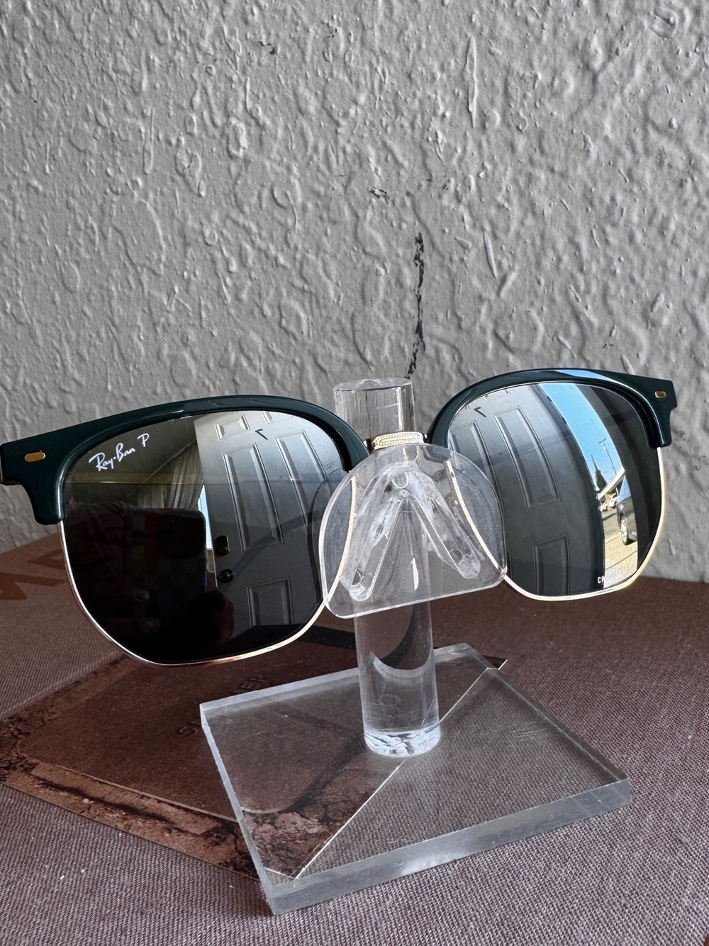 Ray-Ban Polarized Clubmaster Sunglasses in Dark Green